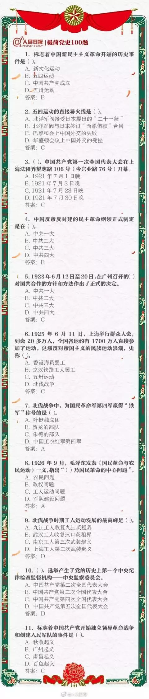 漲知識(shí)！中共黨史常識(shí)100題，你能做對(duì)幾道？